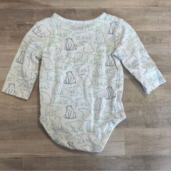 Janie and Jack 3-6 Months Long Sleeve Bodysuit Onesie White Animal Baby - Picture 3 of 3